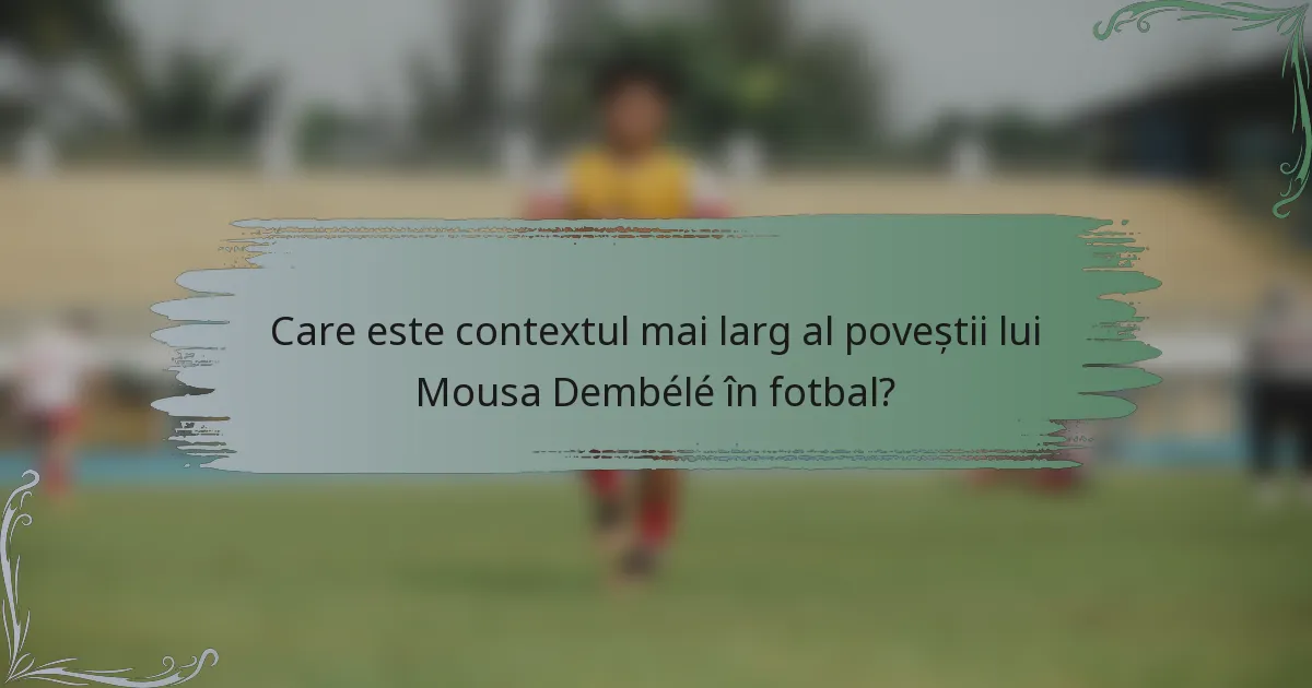 Care este contextul mai larg al poveștii lui Mousa Dembélé în fotbal?