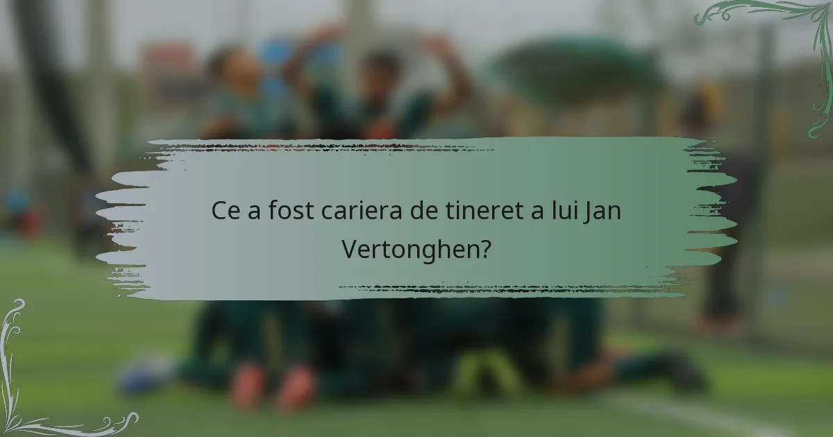 Ce a fost cariera de tineret a lui Jan Vertonghen?