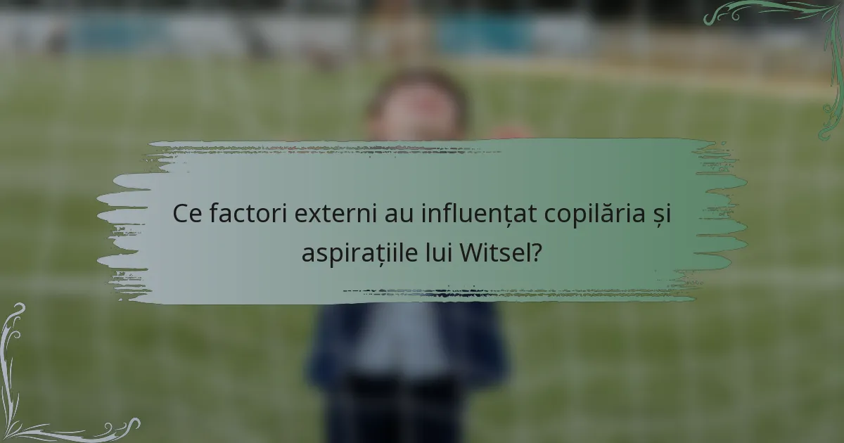 Ce factori externi au influențat copilăria și aspirațiile lui Witsel?