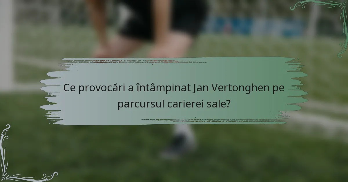 Ce provocări a întâmpinat Jan Vertonghen pe parcursul carierei sale?